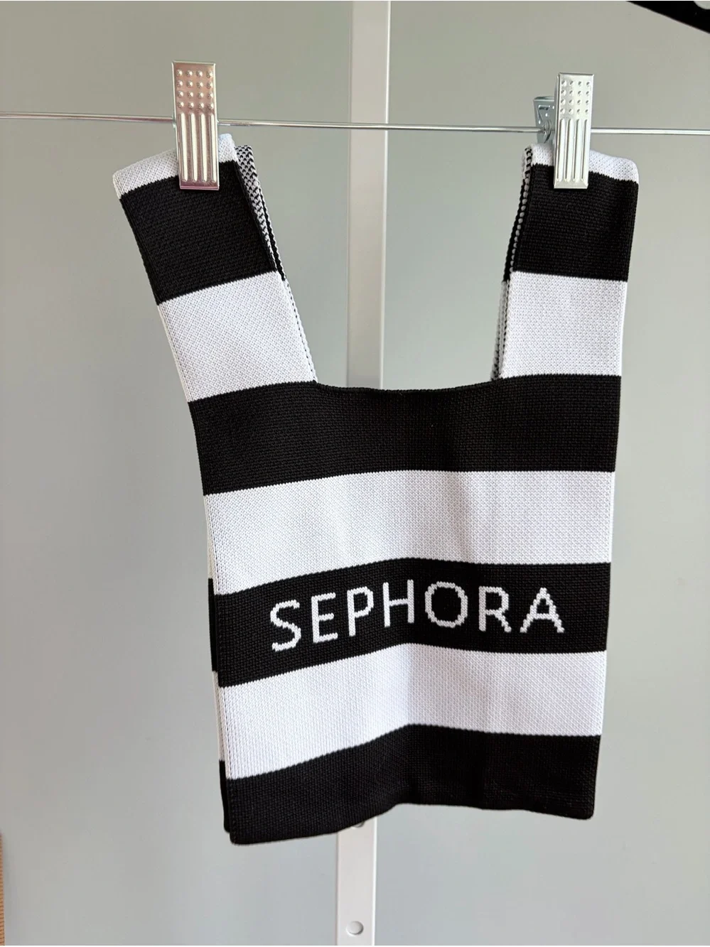 Sephora Black & White Stripe Wristlet Bag